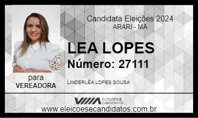 Candidato LEA LOPES 2024 - ARARI - Eleições