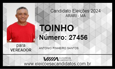 Candidato TONINHO 2024 - ARARI - Eleições