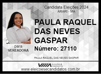 Candidato PAULA BRONZE 2024 - ARARI - Eleições