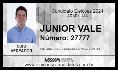 Candidato JUNIOR VALE 2024 - ARARI - Eleições