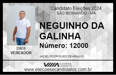 Candidato NEGUINHO DA GALINHA 2024 - SÃO BERNARDO - Eleições