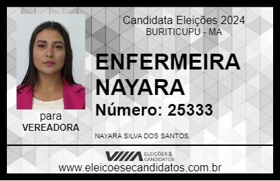 Candidato ENFERMEIRA NAYARA 2024 - BURITICUPU - Eleições