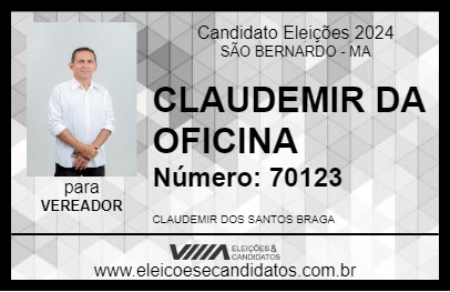 Candidato CLAUDEMIR DA OFICINA  2024 - SÃO BERNARDO - Eleições