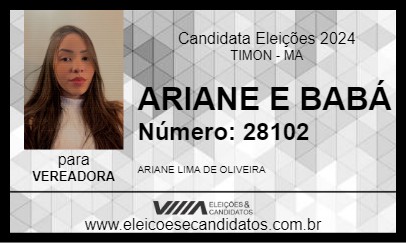 Candidato ARIANE E BABÁ 2024 - TIMON - Eleições