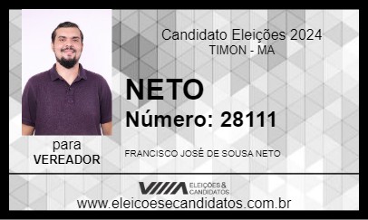 Candidato NETO 2024 - TIMON - Eleições