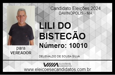 Candidato LILI DO BISTECÃO 2024 - DAVINÓPOLIS - Eleições