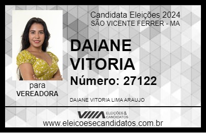 Candidato DAIANE VITORIA 2024 - SÃO VICENTE FERRER - Eleições