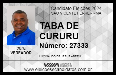 Candidato TABA DE CURURU 2024 - SÃO VICENTE FERRER - Eleições