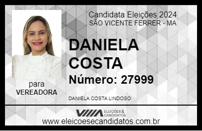 Candidato DANIELA COSTA 2024 - SÃO VICENTE FERRER - Eleições