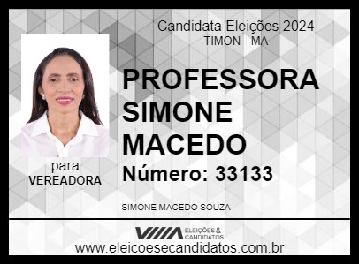 Candidato PROFESSORA SIMONE MACEDO 2024 - TIMON - Eleições