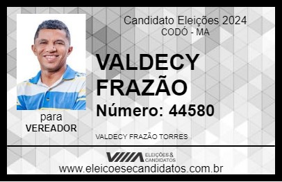 Candidato VALDECY FRAZÃO 2024 - CODÓ - Eleições