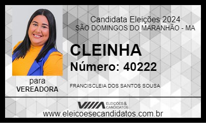 Candidato CLEINHA 2024 - SÃO DOMINGOS DO MARANHÃO - Eleições