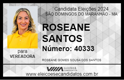 Candidato ROSEANE SANTOS 2024 - SÃO DOMINGOS DO MARANHÃO - Eleições