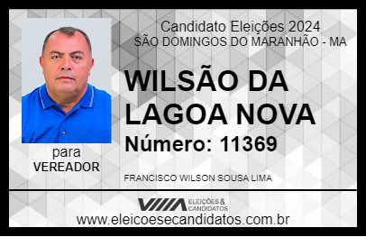 Candidato WILSÃO DA LAGOA NOVA 2024 - SÃO DOMINGOS DO MARANHÃO - Eleições