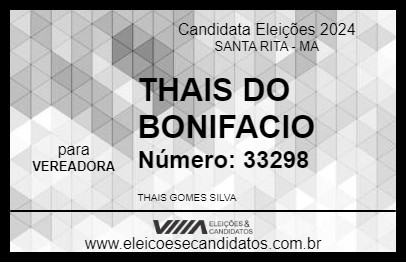 Candidato THAIS DO BONIFACIO 2024 - SANTA RITA - Eleições