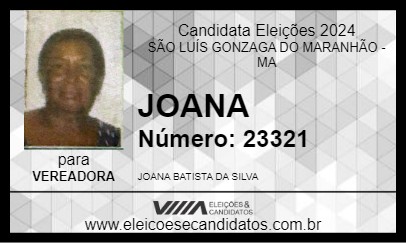 Candidato JOANA 2024 - SÃO LUÍS GONZAGA DO MARANHÃO - Eleições