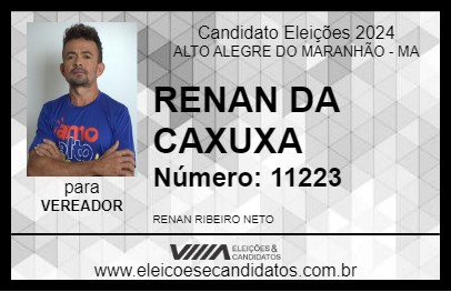 Candidato RENAN DA CAXUXA 2024 - ALTO ALEGRE DO MARANHÃO - Eleições