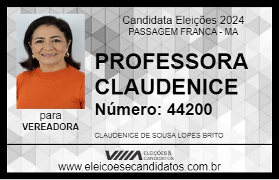 Candidato PROFESSORA CLAUDENICE 2024 - PASSAGEM FRANCA - Eleições