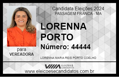 Candidato LORENNA PORTO 2024 - PASSAGEM FRANCA - Eleições