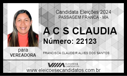 Candidato A C S CLAUDIA 2024 - PASSAGEM FRANCA - Eleições