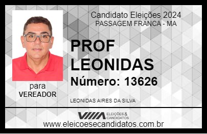 Candidato PROF LEONIDAS 2024 - PASSAGEM FRANCA - Eleições