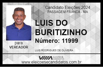 Candidato LUIS DO BURITIZINHO 2024 - PASSAGEM FRANCA - Eleições