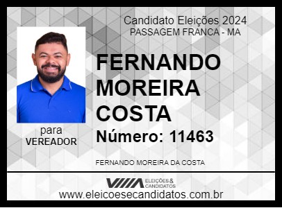 Candidato FERNANDO MOREIRA COSTA 2024 - PASSAGEM FRANCA - Eleições