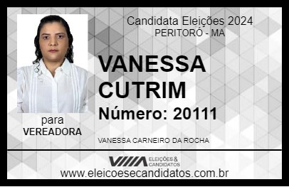 Candidato VANESSA CUTRIM 2024 - PERITORÓ - Eleições