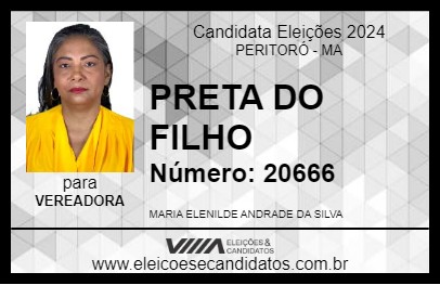 Candidato PRETA DO FILHO 2024 - PERITORÓ - Eleições