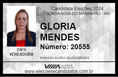 Candidato GLORIA MENDES 2024 - OLINDA NOVA DO MARANHÃO - Eleições