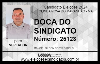 Candidato DOCA DO SINDICATO 2024 - OLINDA NOVA DO MARANHÃO - Eleições