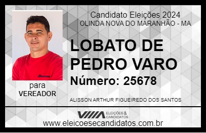 Candidato LOBATO DE PEDRO VARO 2024 - OLINDA NOVA DO MARANHÃO - Eleições