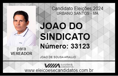 Candidato JOAO DO SINDICATO 2024 - URBANO SANTOS - Eleições