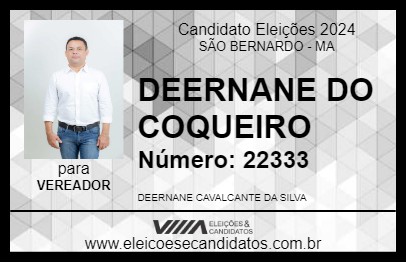 Candidato DEERNANE DO COQUEIRO 2024 - SÃO BERNARDO - Eleições