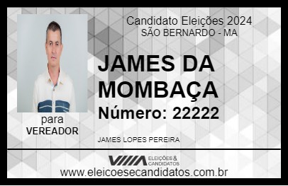 Candidato JAMES DA MOMBAÇA 2024 - SÃO BERNARDO - Eleições