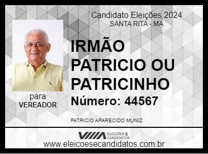 Candidato IRMÃO PATRICIO 2024 - SANTA RITA - Eleições