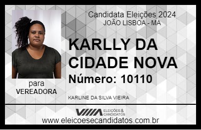 Candidato KARLLY DA CIDADE NOVA 2024 - JOÃO LISBOA - Eleições