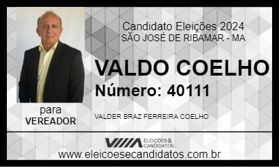 Candidato VALDO COELHO 2024 - SÃO JOSÉ DE RIBAMAR - Eleições