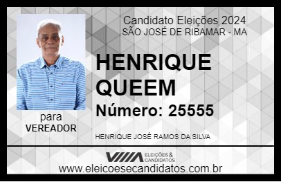 Candidato HENRIQUE QUEEN 2024 - SÃO JOSÉ DE RIBAMAR - Eleições