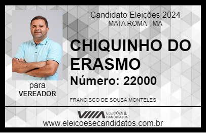 Candidato CHIQUINHO DO ERASMO 2024 - MATA ROMA - Eleições