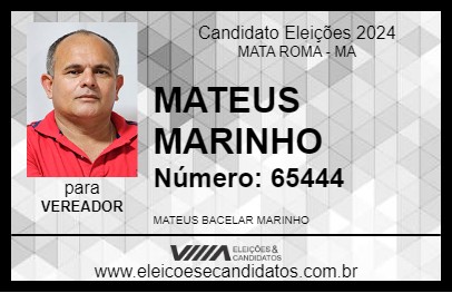 Candidato MATEUS MARINHO 2024 - MATA ROMA - Eleições