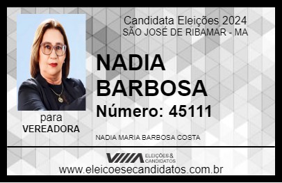 Candidato NADIA BARBOSA 2024 - SÃO JOSÉ DE RIBAMAR - Eleições