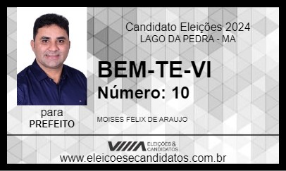 Candidato BEM-TE-VI  2024 - LAGO DA PEDRA - Eleições