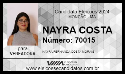 Candidato NAYRA COSTA 2024 - MONÇÃO - Eleições