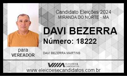 Candidato DAVI BEZERRA 2024 - MIRANDA DO NORTE - Eleições