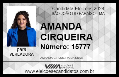 Candidato AMANDA CIRQUEIRA 2024 - SÃO JOÃO DO PARAÍSO - Eleições