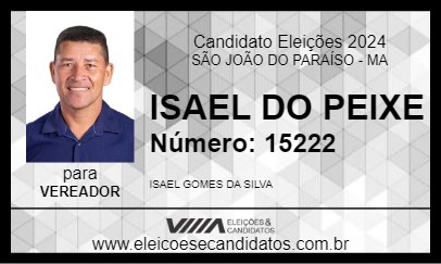 Candidato ISAEL DO PEIXE 2024 - SÃO JOÃO DO PARAÍSO - Eleições