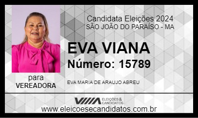 Candidato EVA VIANA 2024 - SÃO JOÃO DO PARAÍSO - Eleições