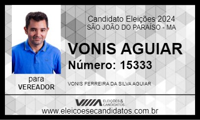 Candidato VONIS AGUIAR 2024 - SÃO JOÃO DO PARAÍSO - Eleições