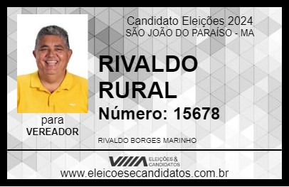 Candidato RIVALDO RURAL 2024 - SÃO JOÃO DO PARAÍSO - Eleições